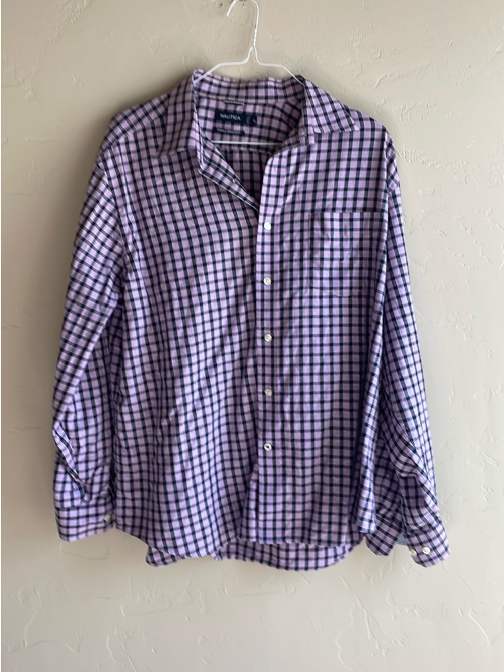 Nautica Purple and Navy Check Casual Button-Down Shirt